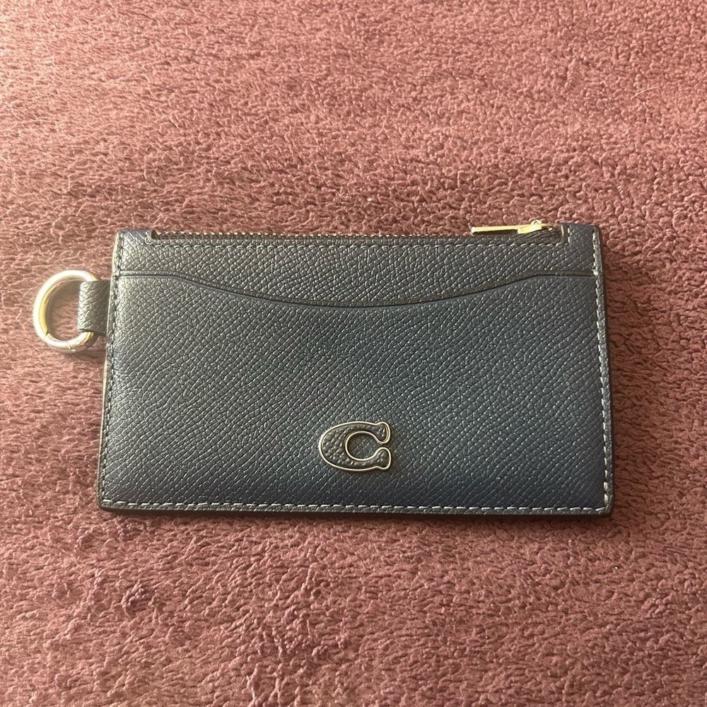 Coach Zip Card Case Marine Blue